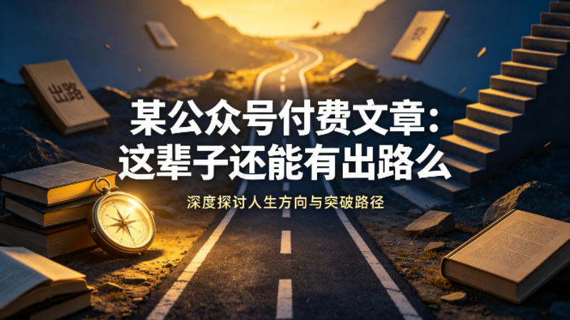 某公众号付费文章：这辈子还能有出路么-得宝资源站
