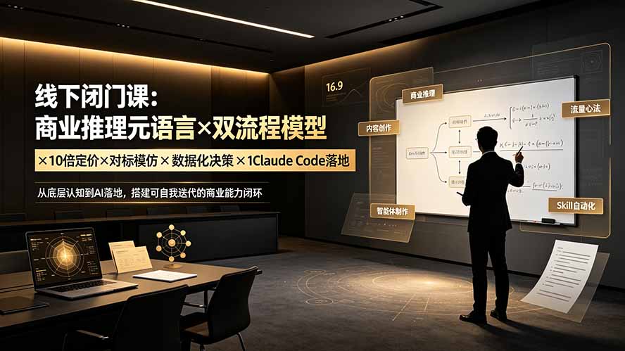 线下闭门课：商业推理元语言×双流程模型×10倍定价×对标模仿×数据化决策×Claude Code落地，击穿认知盲区-得宝资源站