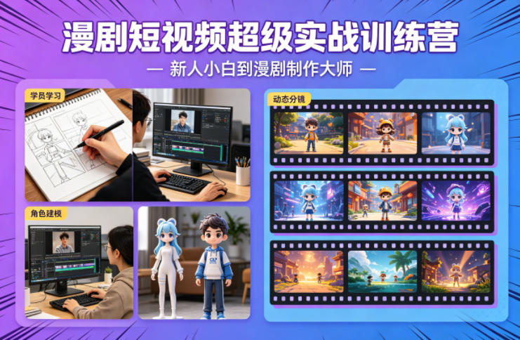 漫剧短视频超级实战训练营，新人小白到漫剧制作大师