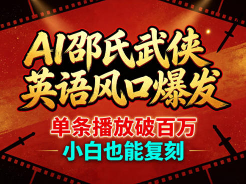 AI邵氏武侠英语风口爆发，单条播放破百万，小白也能复刻-得宝资源站