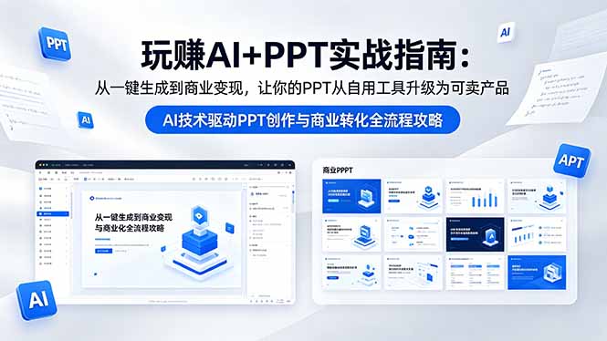 玩赚AI+PPT实战指南-更新5月13：从一键生成到商业变现，让你的PPT从自用工具升级为可卖产品-得宝资源站