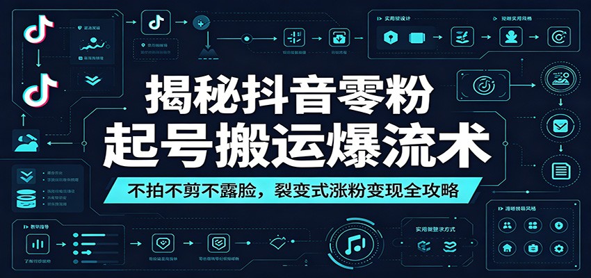 揭秘抖音零粉起号搬运爆流术：不拍不剪不露脸，裂变式涨粉变现全攻略-得宝资源站