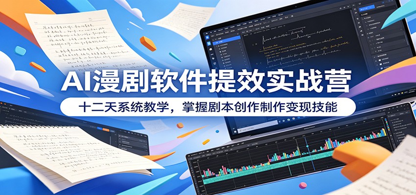AI漫剧软件提效实战营：十二天系统教学，掌握剧本创作制作变现技能-得宝资源站