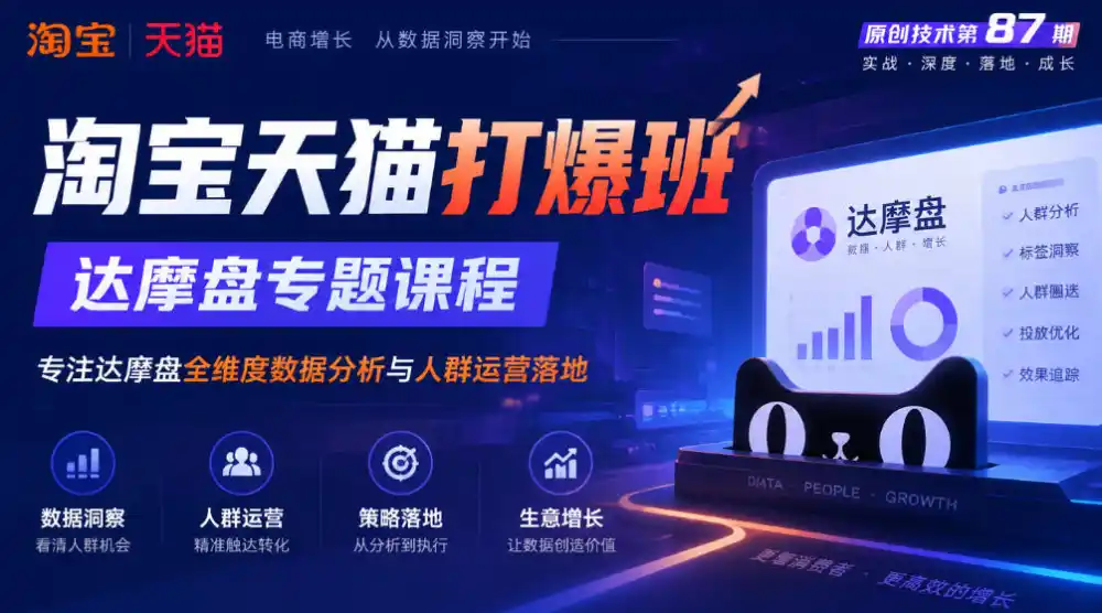 《淘宝天猫打爆班》原创技术第87期，达摩盘专题课程，专注达摩盘全维度数据分析与人群运营落地-得宝资源站