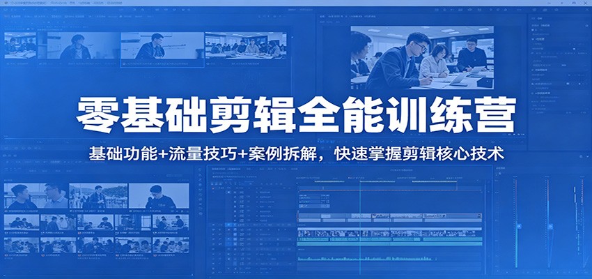 零基础剪辑全能训练营：基础功能+流量技巧+案例拆解，快速掌握剪辑核心技术-得宝资源站