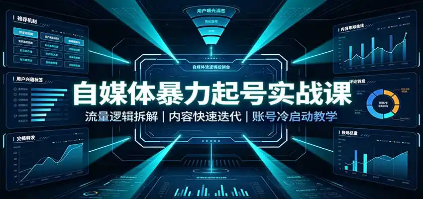 自媒体暴力起号实战课：流量逻辑拆解，内容快速迭代，账号冷启动教学-得宝资源站