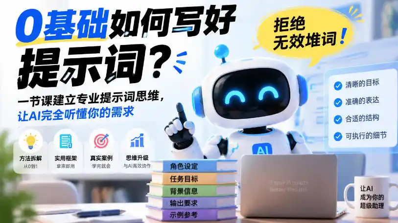 0基础如何写好提示词，拒绝无效堆词！一节课建立专业提示词思维，让AI完全听懂你的需求-得宝资源站