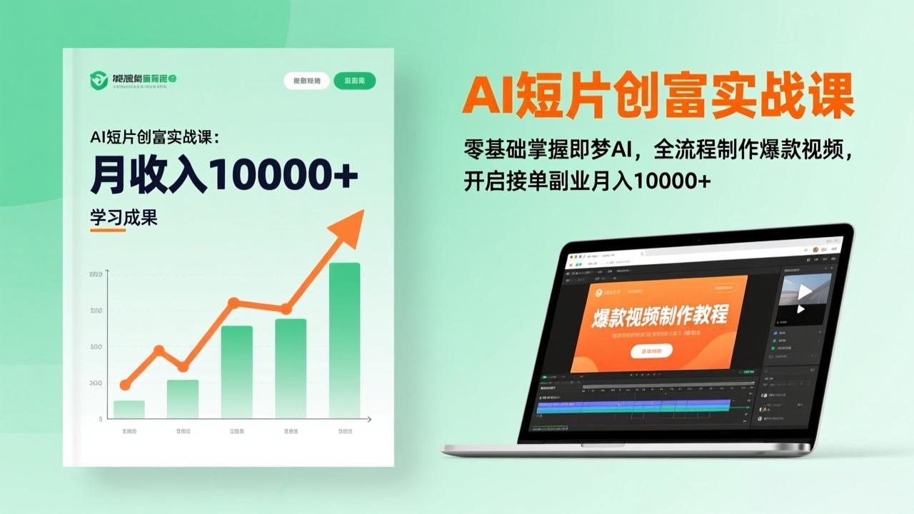 AI短片创富实战课：零基础掌握即梦AI，全流程制作爆款视频，开启接单副业月入10000+(更新-得宝资源站