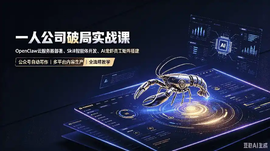 一人公司破局实战课｜OpenClaw云服务器部署、Skill智能体开发、AI龙虾员工矩阵搭建，公众号自动写作与多平台内容…-得宝资源站