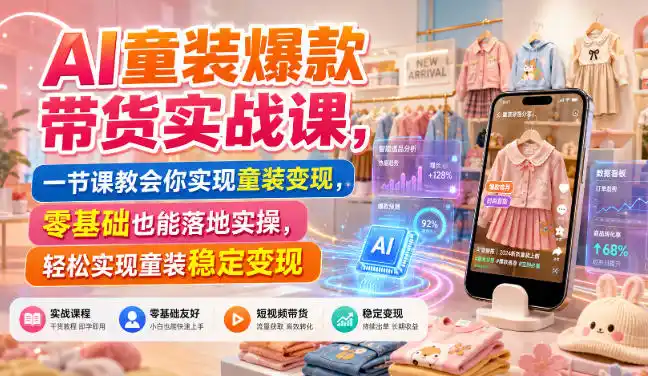 AI童装爆款带货实战课，一节课教会你实现童装变现，零基础也能落地实操-得宝资源站