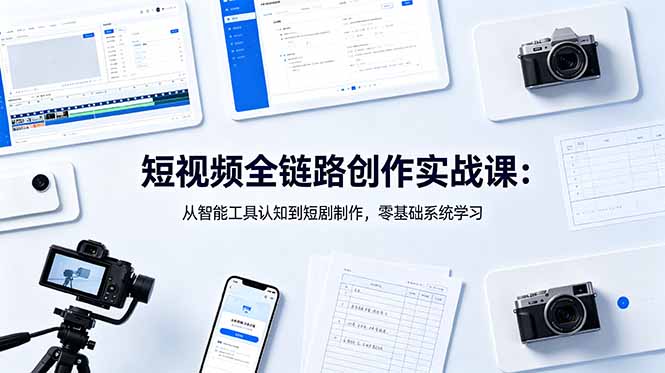 短视频全链路创作实战课：从智能工具认知到短剧制作，零基础系统学习-得宝资源站