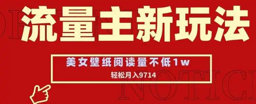 流量主新玩法，美女壁纸和头像，阅读量不低于1w，月入9741【揭秘】-得宝资源站