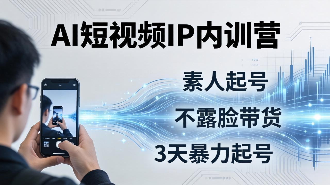 2026AI短视频IP内训营：从素人起号到不露脸带货，3天暴力起号全流程拆解-得宝资源站