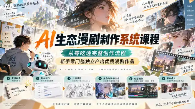 AI生态漫剧制作系统课程，从零吃透完整创作流程，新手零门槛独立产出优质漫剧作品-得宝资源站