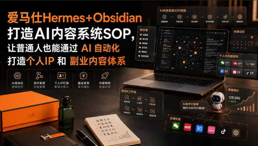 爱马仕Hermes+Obsidian打造AI内容系统SOP，让普通人也能通过 AI 自动化打造个人IP 和 副业内容体系-得宝资源站