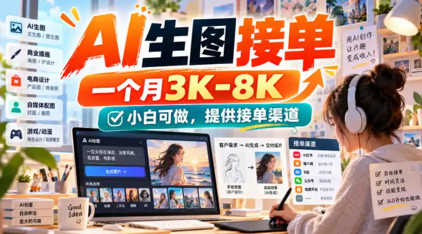 AI生图接单，一个月3K-8K，小白可做，提供接单渠道-得宝资源站