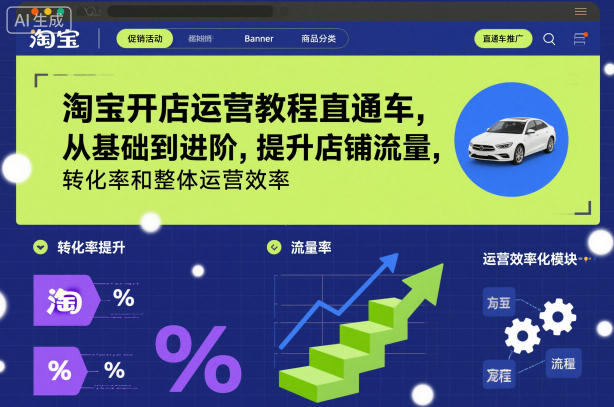 淘宝开店运营教程直通车，从基础到进阶，提升店铺流量，转化率和整体运营效率(更新26年3月)-得宝资源站