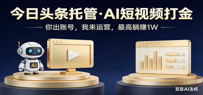 头条号AI托管，我提供作品，你提供账号，每天5分钟发布，小白躺赚3000+-得宝资源站