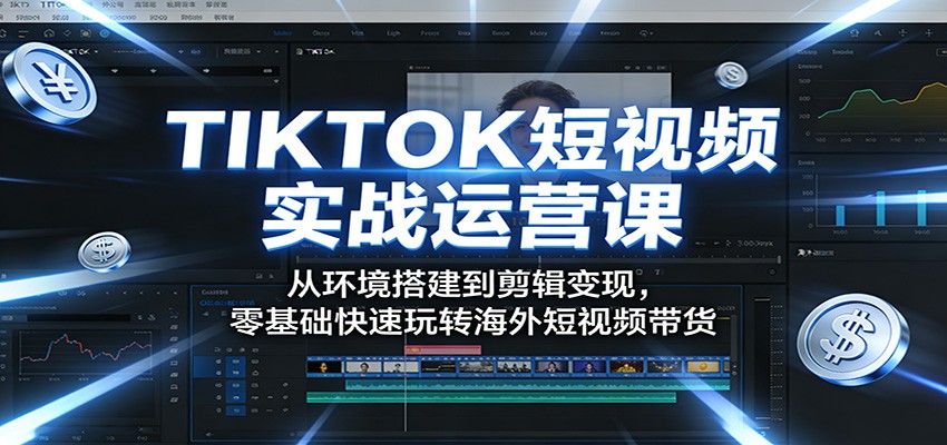 TIKTOK短视频实战运营课：从环境搭建到剪辑变现，零基础快速玩转海外短视频带货-得宝资源站