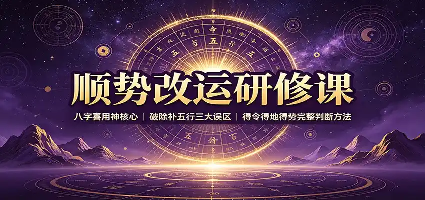 顺势改运研修课：八字喜用神核心，破除补五行三大误区，得令得地得势完整判断方法-得宝资源站