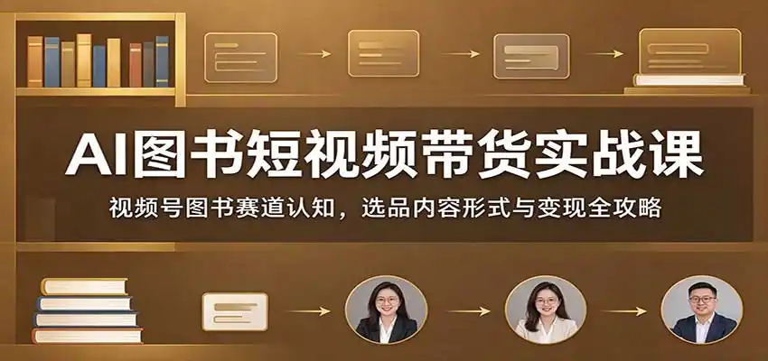 AI图书短视频带货实战课：视频号图书赛道认知，选品内容形式与变现全攻略-得宝资源站