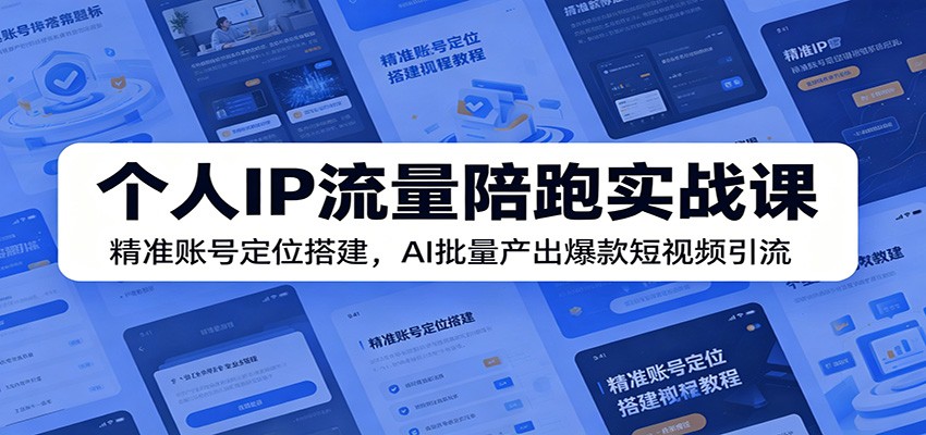 个人IP流量陪跑实战课：精准账号定位搭建，AI批量产出爆款短视频引流-得宝资源站