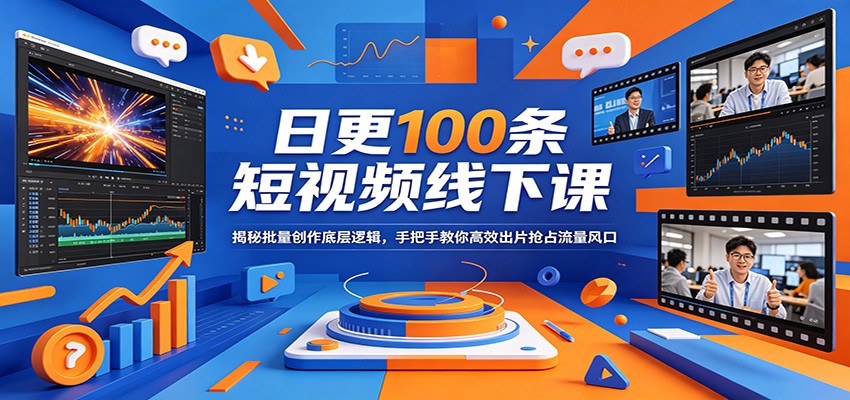 日更100条短视频线下课：揭秘批量创作底层逻辑，手把手教你高效出片抢占流量风口-得宝资源站