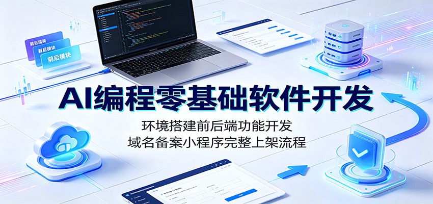 AI编程零基础软件开发：环境搭建前后端功能开发，域名备案小程序完整上架流程-得宝资源站