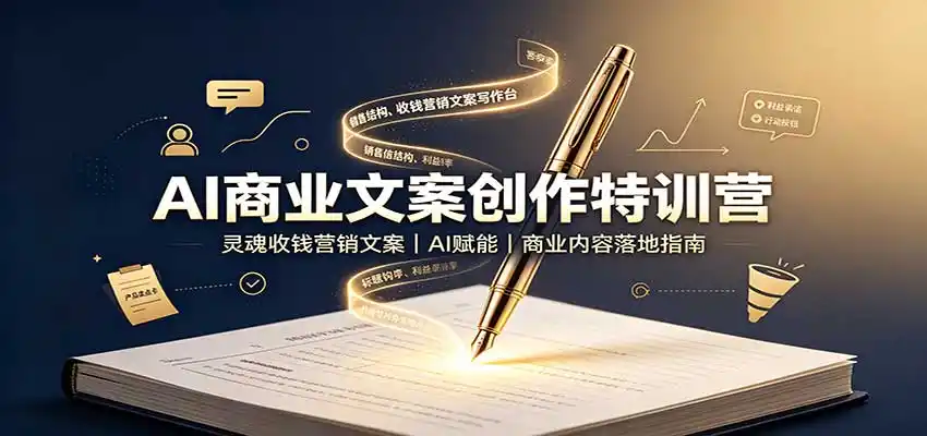 AI商业文案创作特训营：灵魂收钱营销文案，AI赋能，商业内容落地指南-得宝资源站
