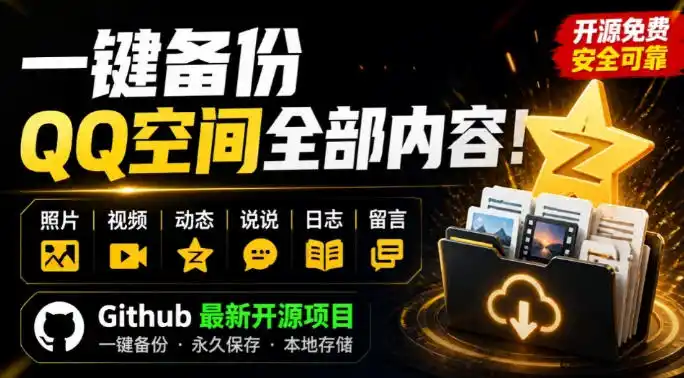 一键将你QQ空间全部内容备份下来！照片/视频/动态信息全存本地，Github最新开源项目QzoneArchive-得宝资源站
