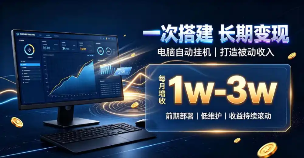 一份投入长期收益，电脑自动挂G类目，搭建被动收入每月增收1w-3w【揭秘】-得宝资源站