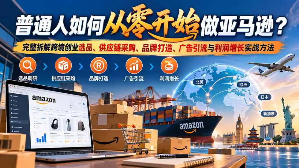 普通人如何从零开始做亚马逊？完整拆解跨境创业选品、供应链采购、品牌打造、广告引流与利润增长实战方法-得宝资源站