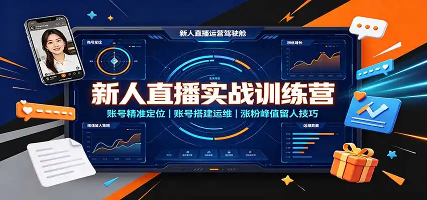 新人直播实战训练营：账号精准定位，账号搭建运维，涨粉峰值留人技巧-得宝资源站