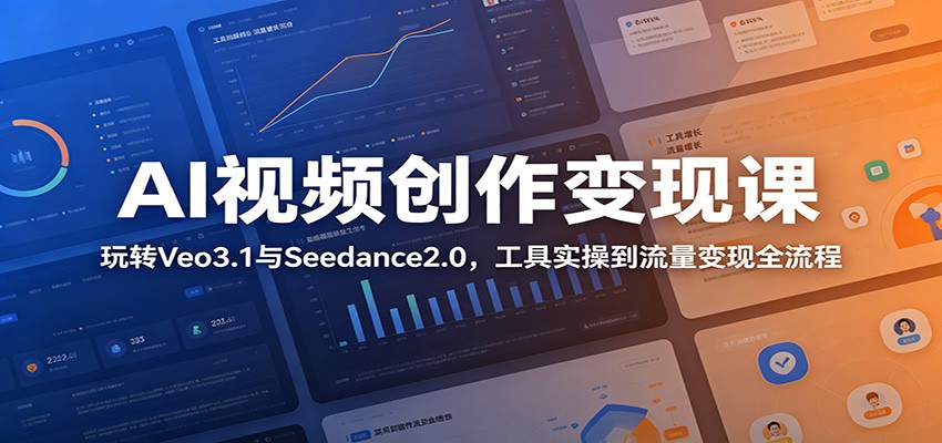 AI视频创作变现课：玩转Veo3.1与Seedance2.0，工具实操到流量变现全流程-得宝资源站
