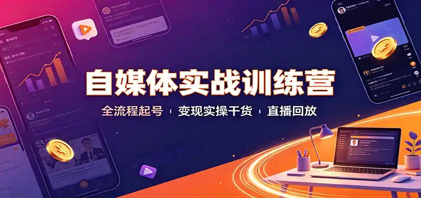自媒体实战训练营：全流程起号变现实操干货直播回放-得宝资源站