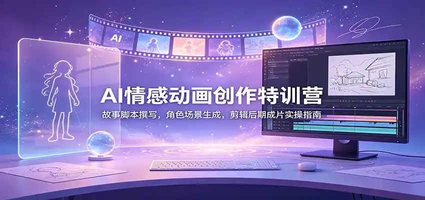AI情感动画创作特训营：故事脚本撰写，角色场景生成，剪辑后期成片实操指南-得宝资源站