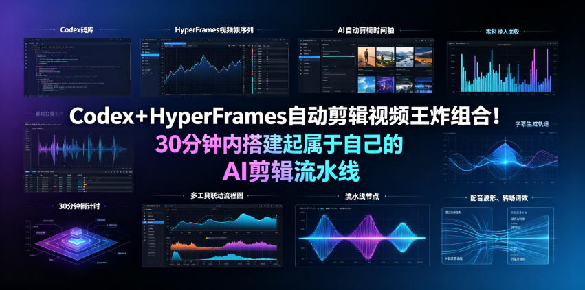 Codex＋HyperFrames自动剪辑视频王炸组合！30分钟内搭建起属于自己的AI剪辑流水线(完整版实操教程手册)-得宝资源站