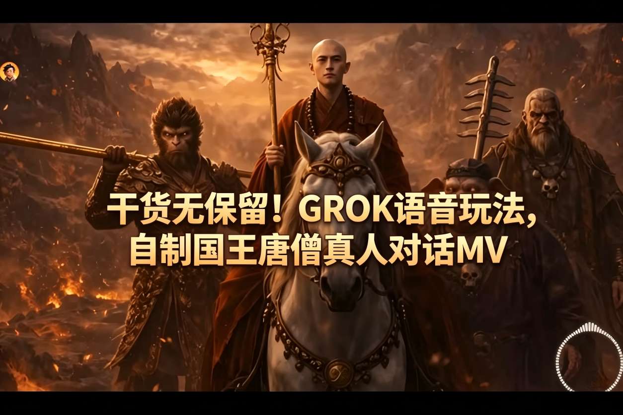 干货无保留！GROK语音玩法，自制国王唐僧真人对话MV-得宝资源站