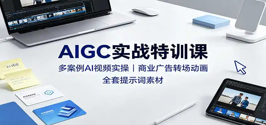 AIGC实战特训课：多案例AI视频实操，商业广告转场动画，全套提示词素材-得宝资源站