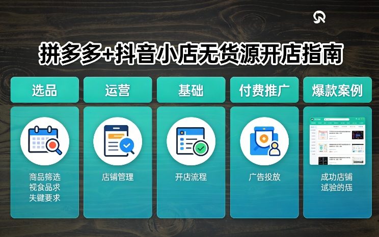拼多多+抖音小店无货源开店，包括：选品、运营、基础、付费推广、爆款案例等(更新26年3月)-得宝资源站