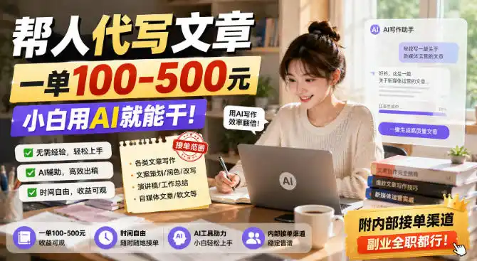 帮人代写文章，一单100-500，小白用AI就能干，附内部接单渠道，副业全职都行【揭秘】-得宝资源站
