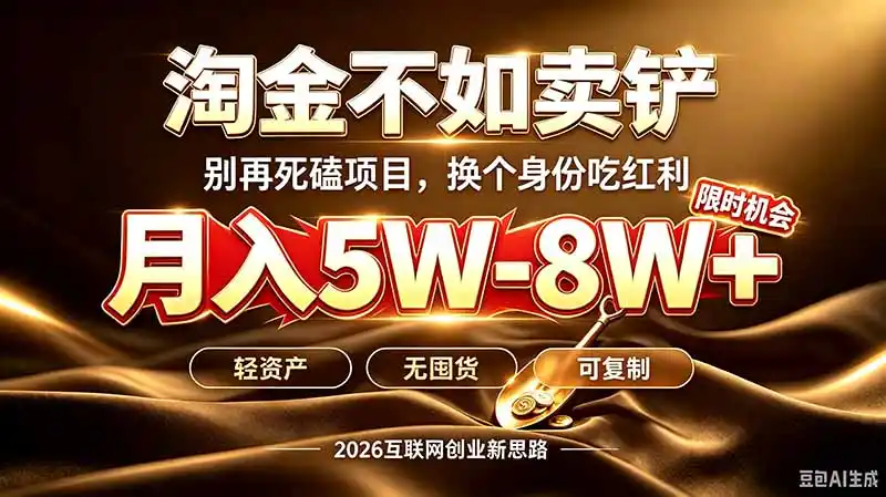 别再傻乎乎埋头跑项目！互联网真正赚钱逻辑：做卖铲人，拒绝当韭菜，逆风翻盘月入5-8W+-得宝资源站