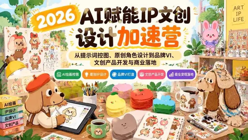 2026AI赋能IP文创设计加速营：从提示词控图、原创角色设计到品牌VI、文创产品开发与商业落地-得宝资源站