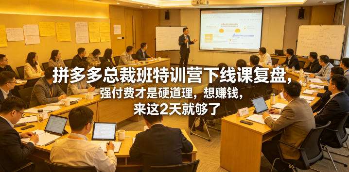拼多多总裁班特训营下线课复盘，强付费才是硬道理，想賺钱，来这2天就够了-得宝资源站