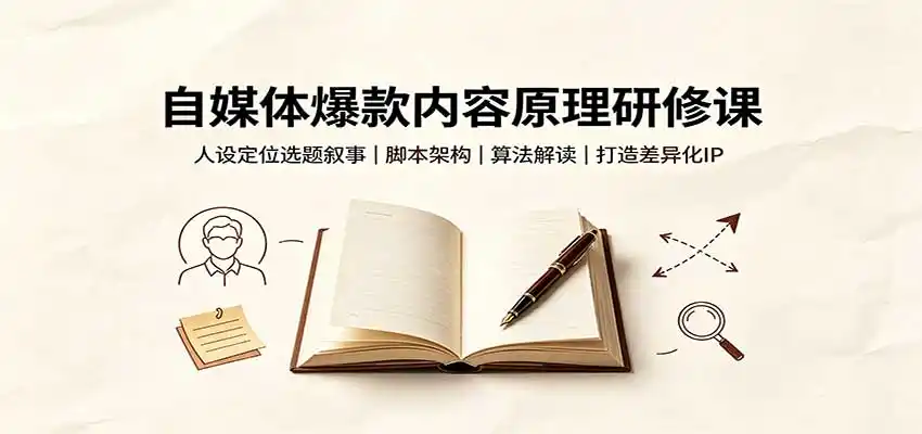 自媒体爆款内容原理研修课：人设定位选题叙事，脚本架构，算法解读打造差异化IP-得宝资源站