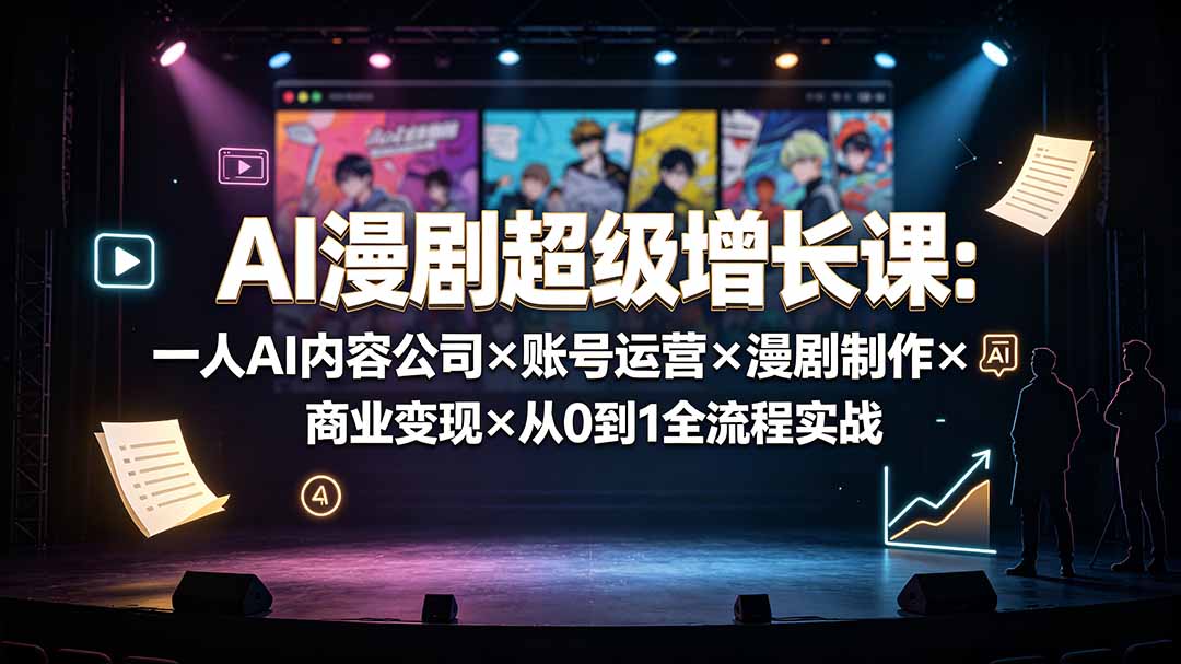 AI漫剧超级增长课：一人AI内容公司×账号运营×漫剧制作×商业变现×从0到1全流程实战-得宝资源站