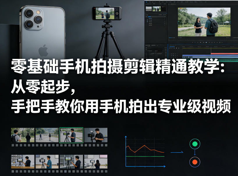 零基础手机拍摄剪辑精通教学：从零起步，手把手教你用手机拍出专业级视频-得宝资源站