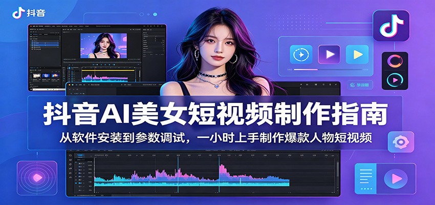 抖音AI美女短视频制作指南：从软件安装到参数调试，一小时上手制作爆款人物短视频-得宝资源站