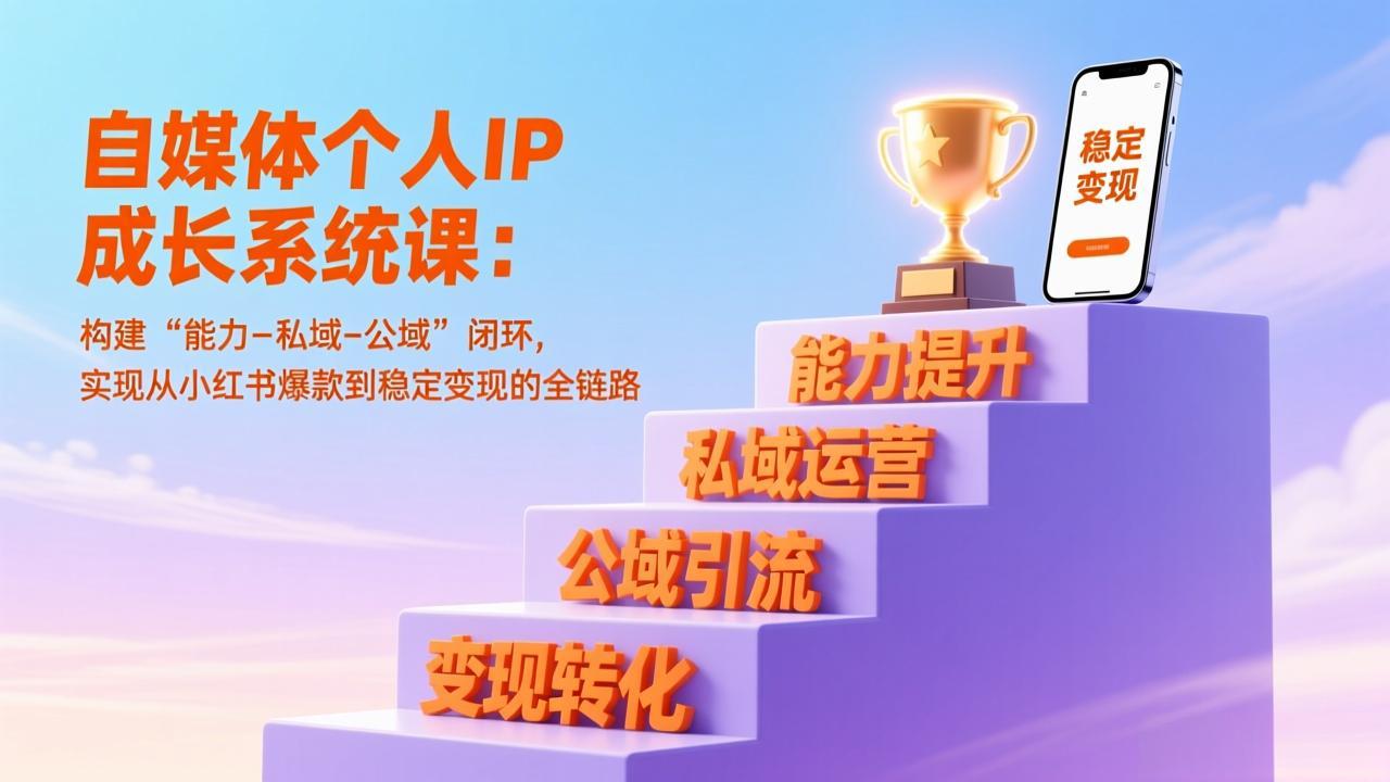 自媒体个人IP成长系统课：构建“能力-私域-公域”闭环，实现从小红书爆款到稳定变现的全链路-得宝资源站