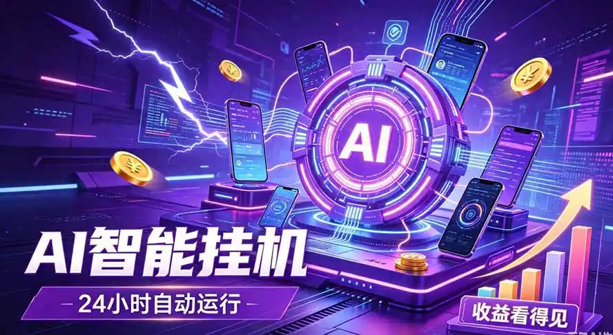 AI智能广告挂机，躺赚新模式 设备托管运行，解放双手持续变现-得宝资源站